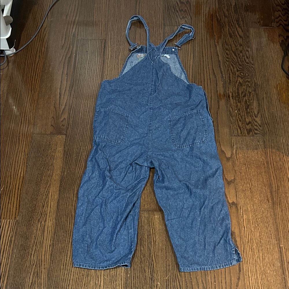 Vtg 90s Agapo denim embroidered sunflower denim overalls boho sz S - Picture 3 of 5